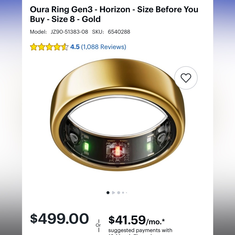 Oura Ring Horizon Size 8 Gold